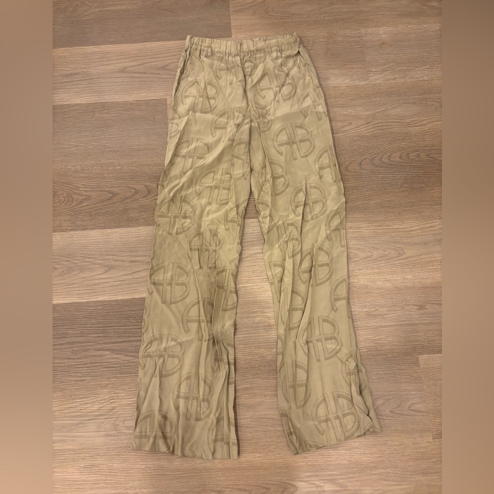 ANINE BING Owen Pant In Celadon Monogram Print - Picture 3 of 9